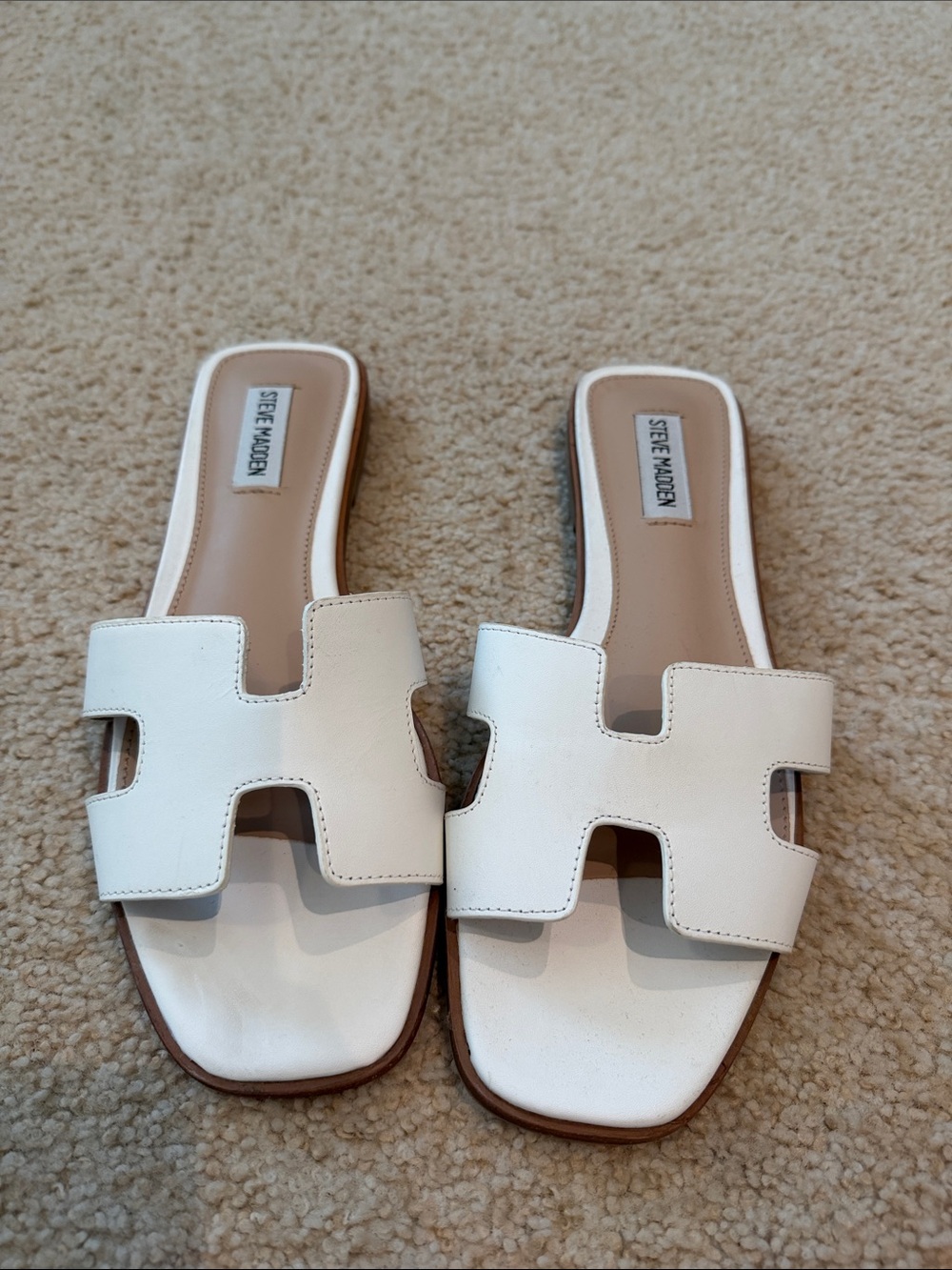 NEW Steve Madden White Slip-On Cutout Slide Sandals